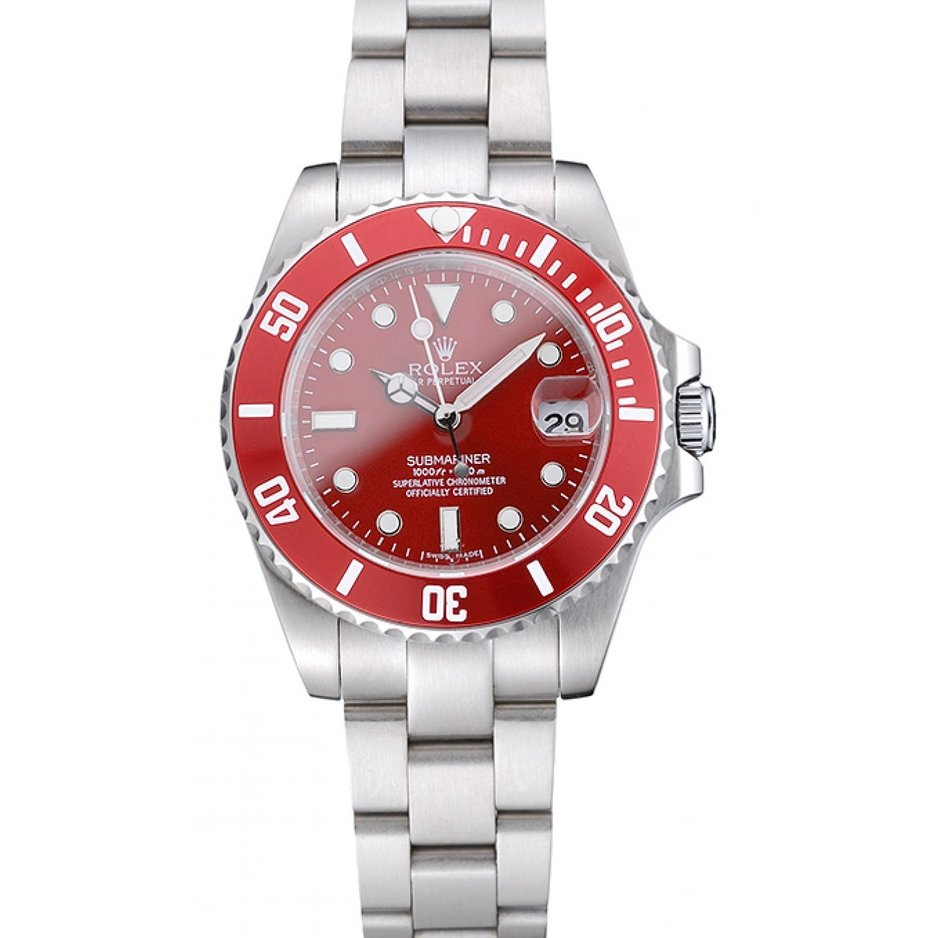Bracelet Steel Dial 1454154 Submariner Rolex Red Stainless 0609